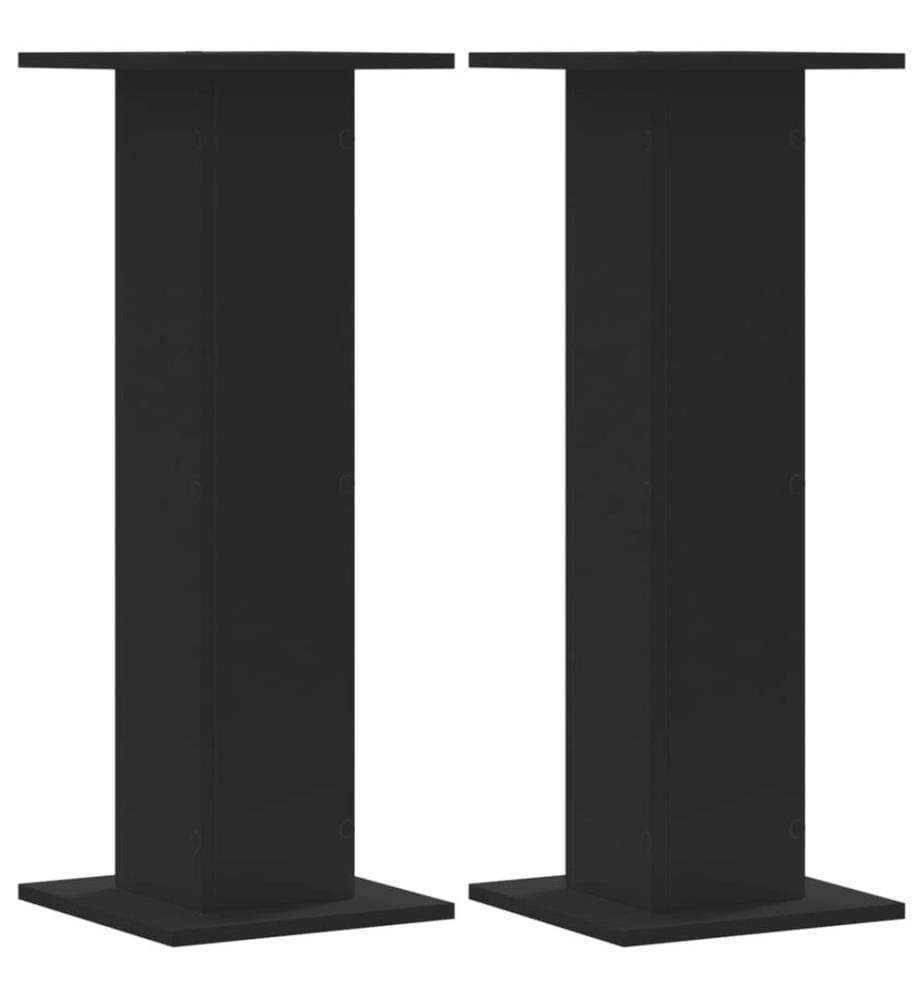 Supports de haut-parleurs 2 pcs noir bois d'ingénierie