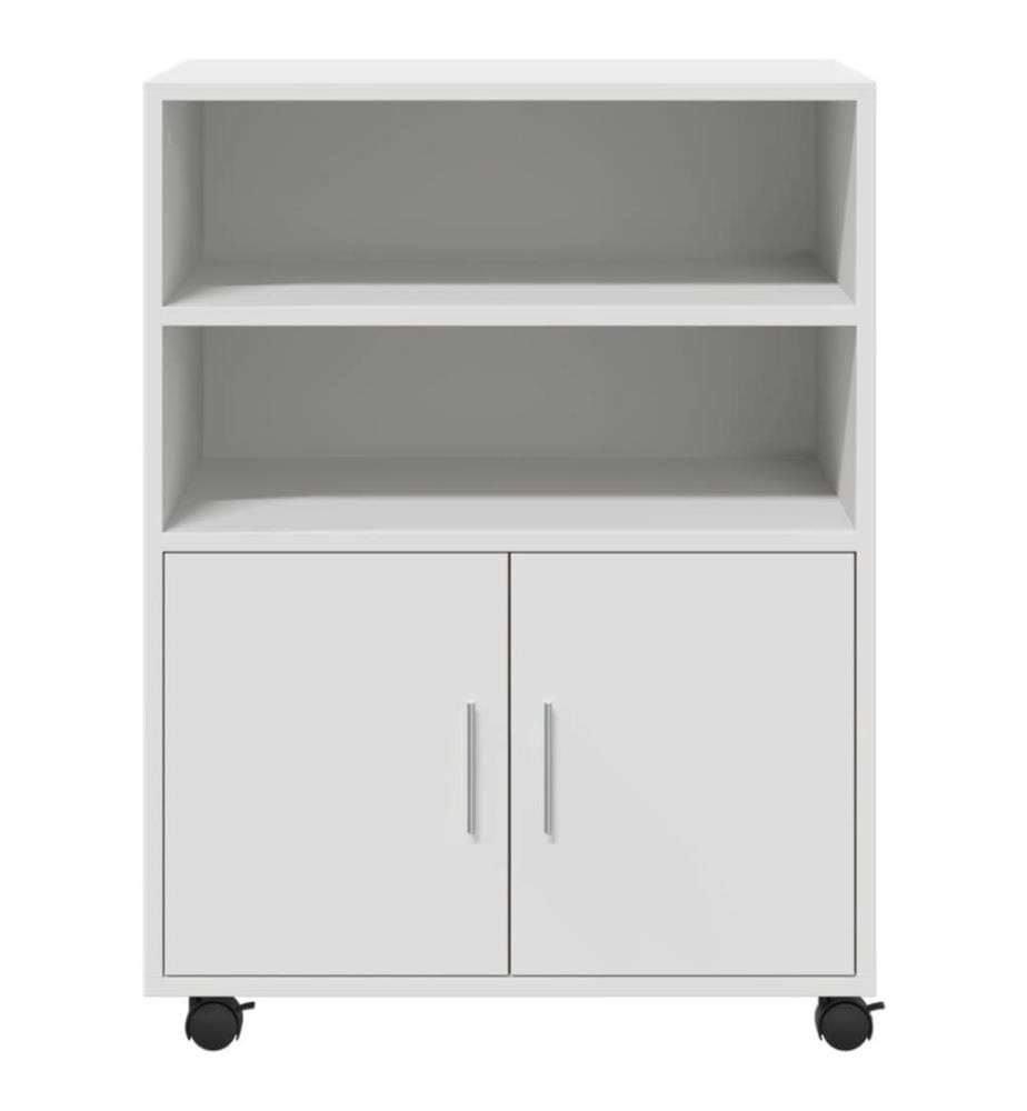 Armoire à roulettes blanc 60x48x81 cm bois d'ingénierie