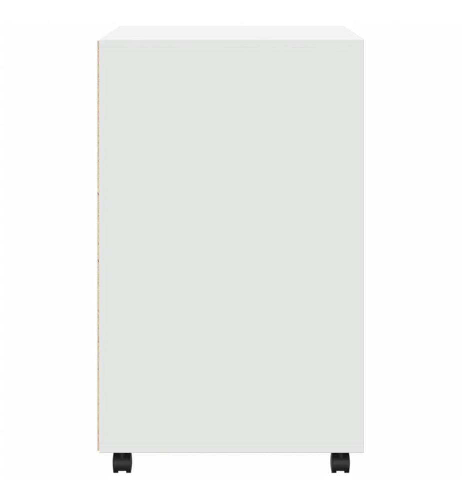 Armoire à roulettes blanc 60x48x81 cm bois d'ingénierie