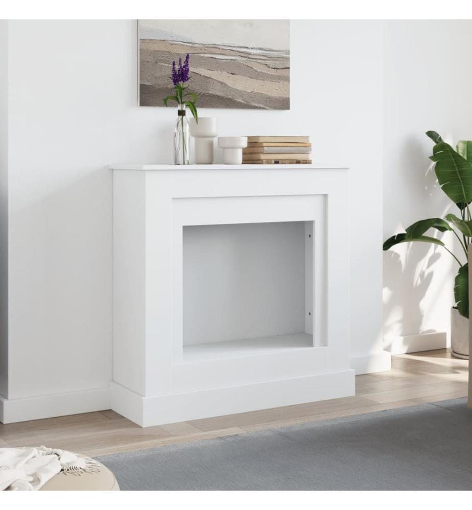 Cadre de cheminée blanc 90x30x90 cm bois d'ingénierie