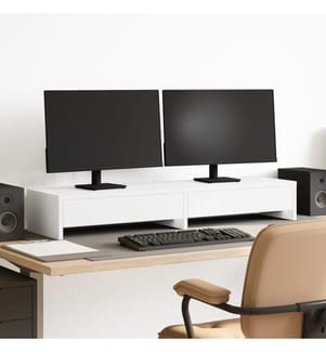 Monitorständer mit Schubladen Weiss 100x27x15 cm Holzwerkstoff