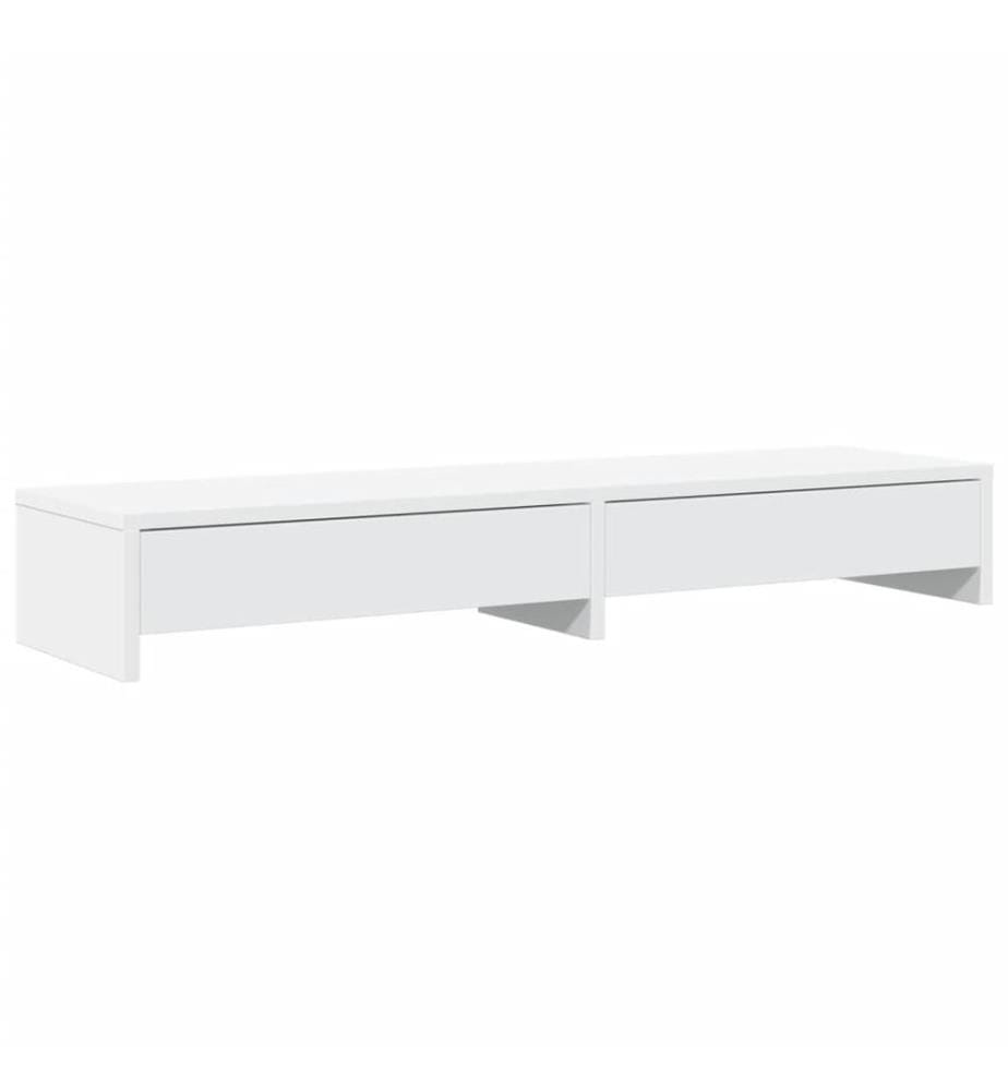 Support de moniteur avec tiroirs blanc bois d'ingénierie