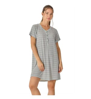 Camicia da notte estiva a maniche corte - Marina e bianco