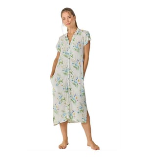 Camicia da notte estiva a maniche lunghe/corte - Fiori bianchi