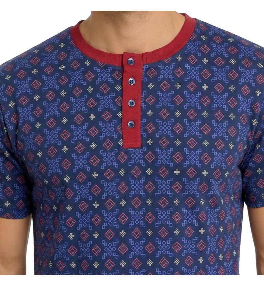 Pyjama Été Coton - Bleu Marine, Rouge et Bleu