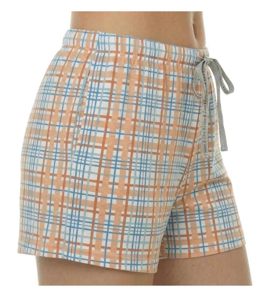Sommer-Pyjama aus 100% Baumwolle mit kurzen Ärmeln - Rosa Rahmen