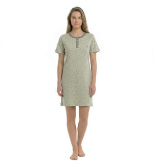 Camicia da notte estiva 100% cotone a maniche corte - Verde