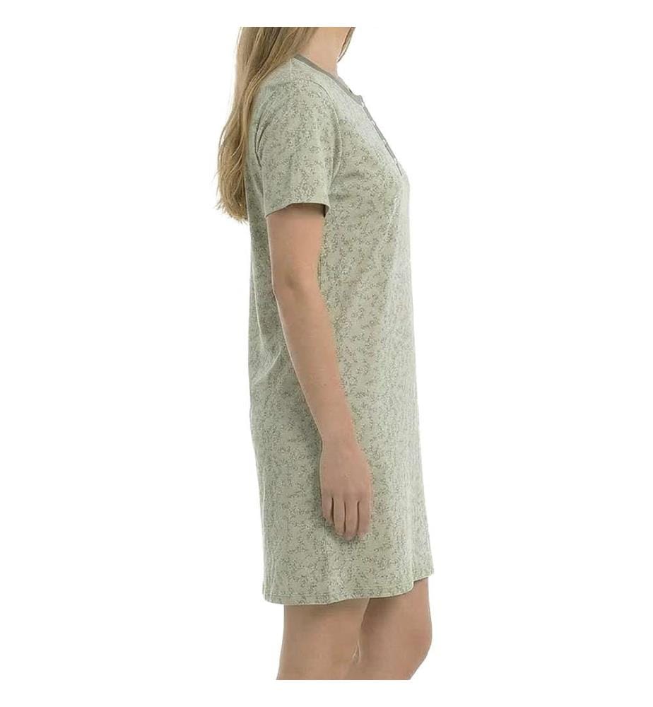 Summer Nightdress 100% Cotton Short Sleeve - Green