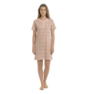 Camicia da notte estiva 100% cotone a maniche corte - Salmone