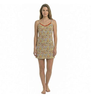Camicia da notte estiva 100% cotone con spalline sottili - Giallo