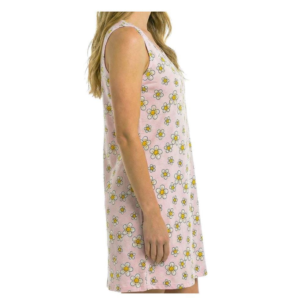 Sommer Nachthemd 100% Baumwolle Ärmellos - Mehrfarbig Rosa