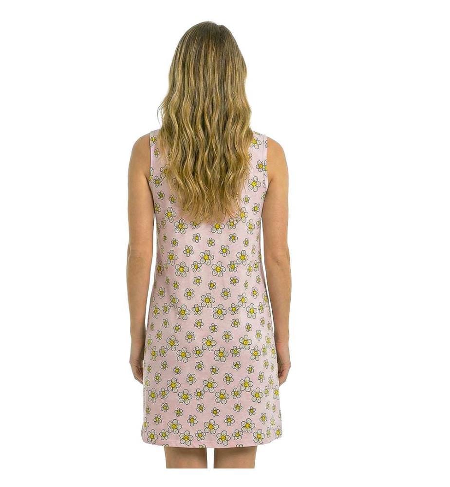 Sommer Nachthemd 100% Baumwolle Ärmellos - Mehrfarbig Rosa