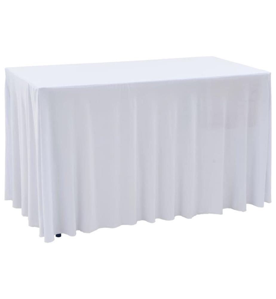 2 Stück Stretch-Tischdecken mit Rand Weiss 183 x 76 x 74 cm