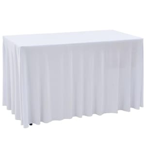 2 Stück Stretch-Tischdecken mit Rand Weiss 183 x 76 x 74 cm