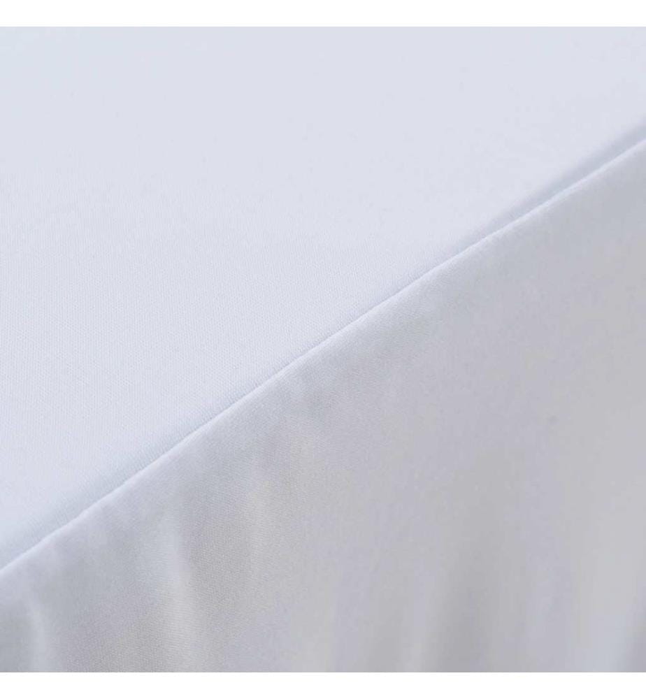 2 Stück Stretch-Tischdecken mit Rand Weiss 183 x 76 x 74 cm