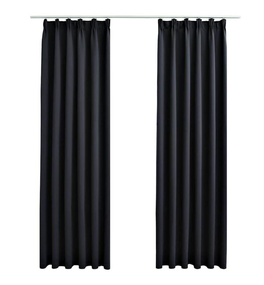 Verdunkelungsvorhänge mit Haken 2 Stk. Schwarz 140x245cm