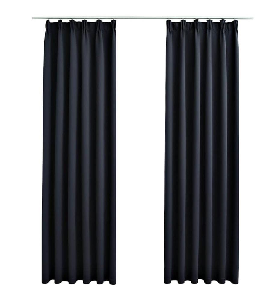 Verdunkelungsvorhänge mit Haken 2 Stk. Anthrazit 140x175cm