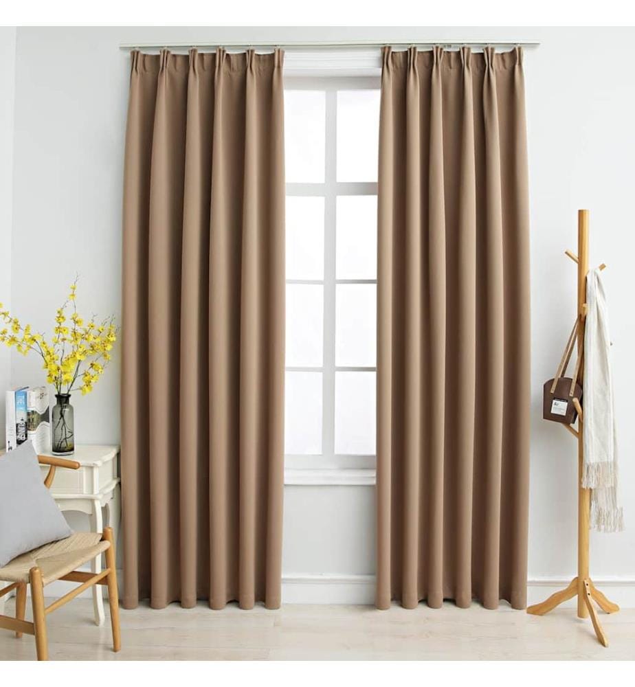 Verdunkelungsvorhänge mit Haken 2 Stk. Taupe 140x245cm