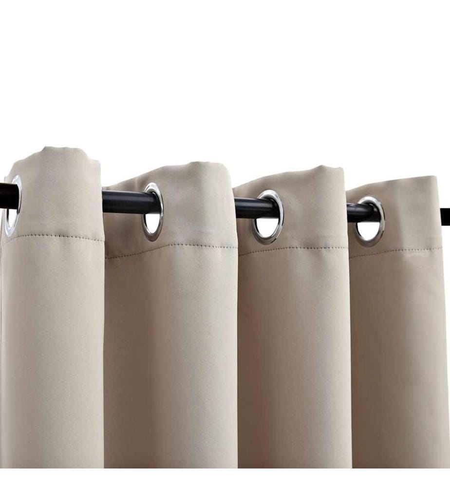 Rideaux occultants avec anneaux en métal 2 pcs Beige 140x225 cm