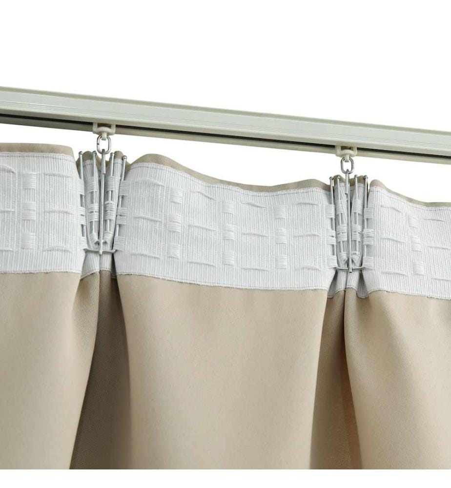 Rideaux occultants avec crochets 2 pcs Beige 140x245 cm