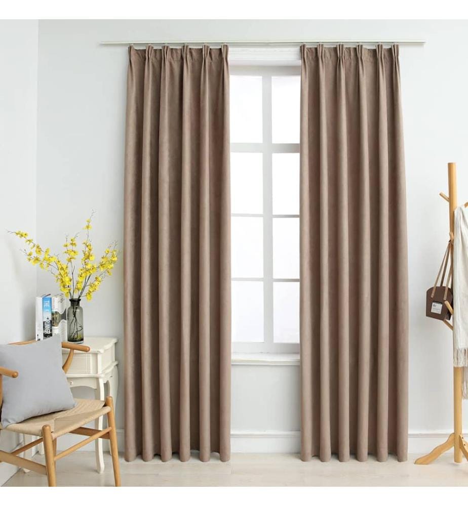 Verdunkelungsvorhänge mit Haken 2 Stk. Taupe 140x175 cm