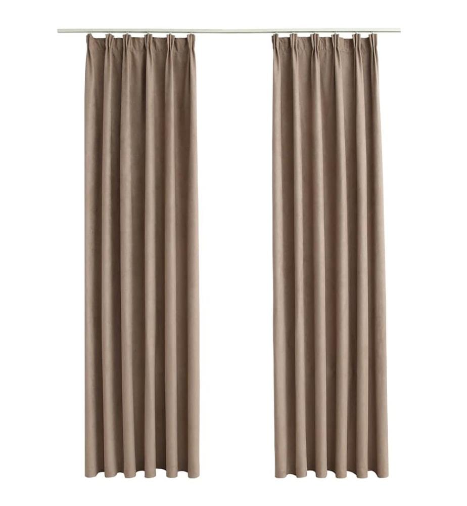 Verdunkelungsvorhänge mit Haken 2 Stk. Taupe 140x175 cm