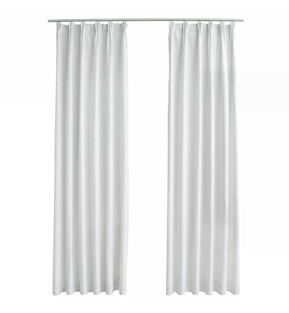 Rideaux occultants avec crochets 2 pcs Blanc cassé 140x225 cm