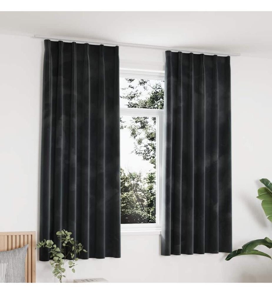 Verdunkelungsvorhänge mit Haken 2 Stk. Samt Anthrazit 140x175cm