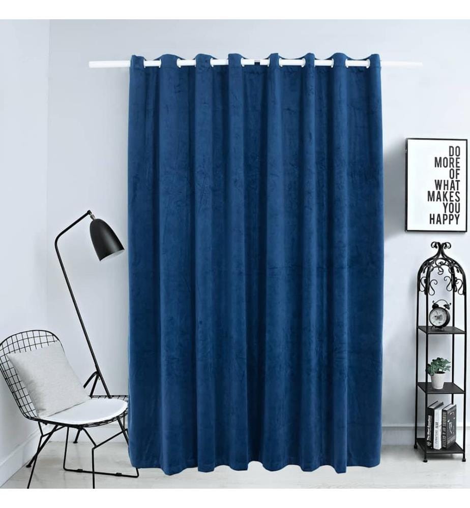 Rideau occultant et anneaux Velours Bleu foncé 290x245 cm