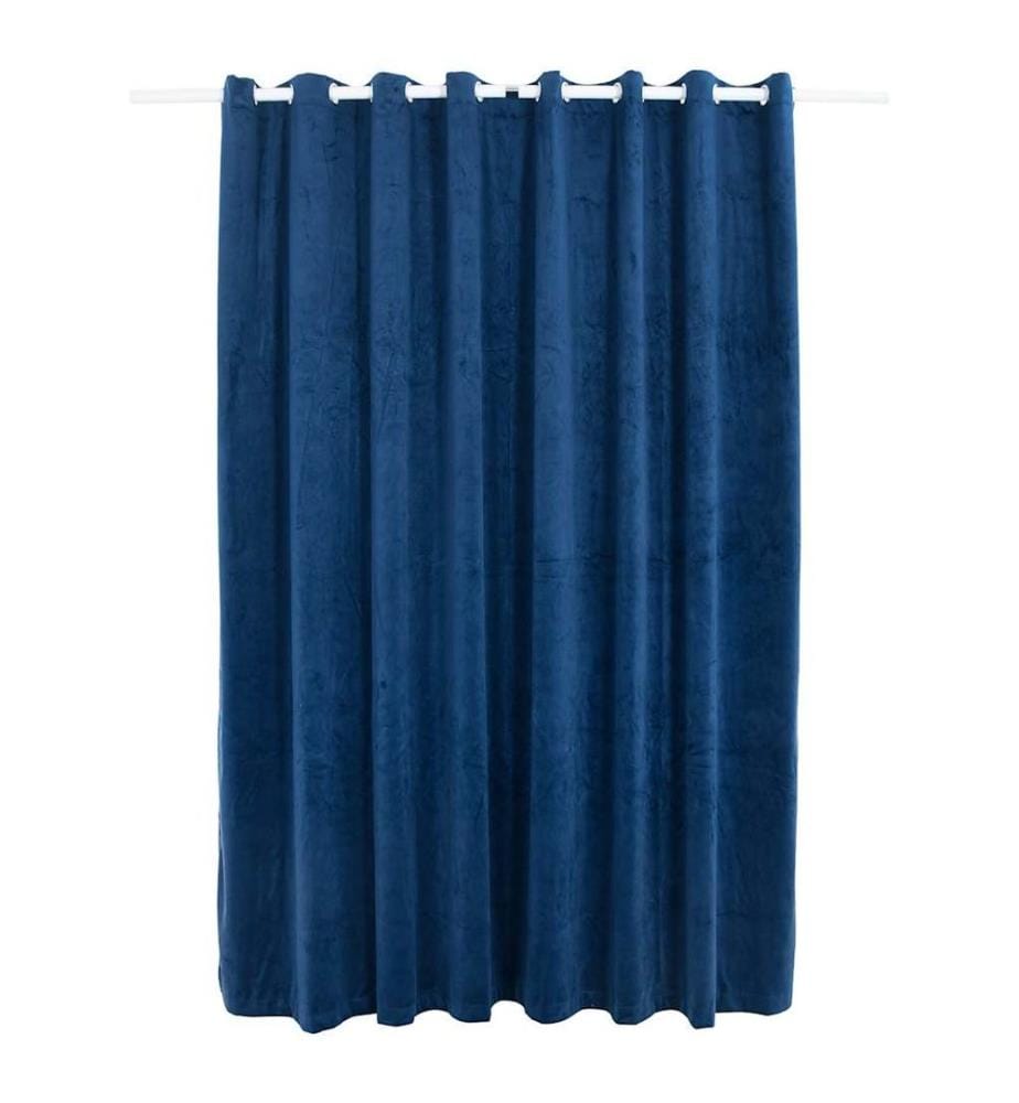 Rideau occultant et anneaux Velours Bleu foncé 290x245 cm