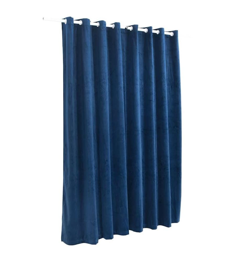 Rideau occultant et anneaux Velours Bleu foncé 290x245 cm
