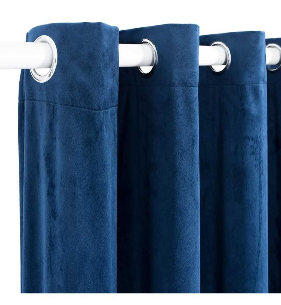 Rideau occultant et anneaux Velours Bleu foncé 290x245 cm