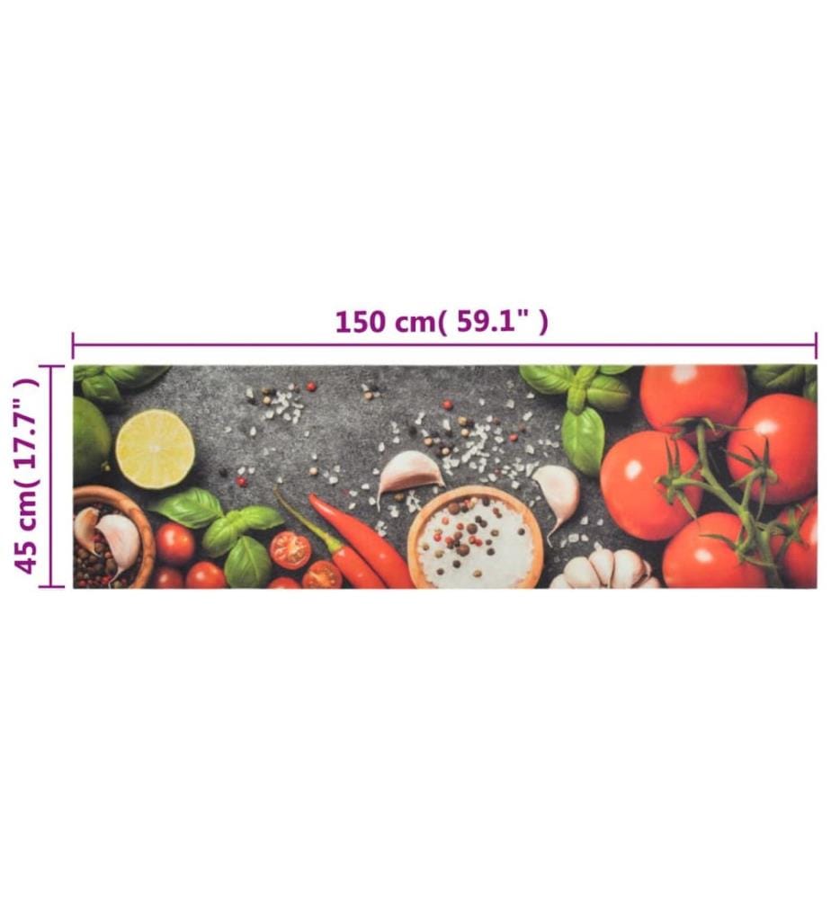 Küchenteppich Waschbar Gemüse 45x150 cm Samt
