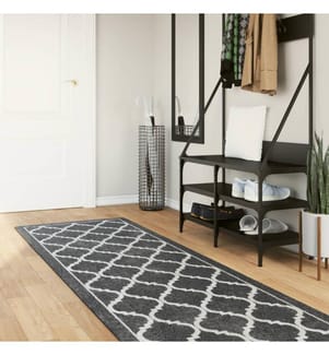 Tapis lavable noir et blanc 80x300 cm antidérapant