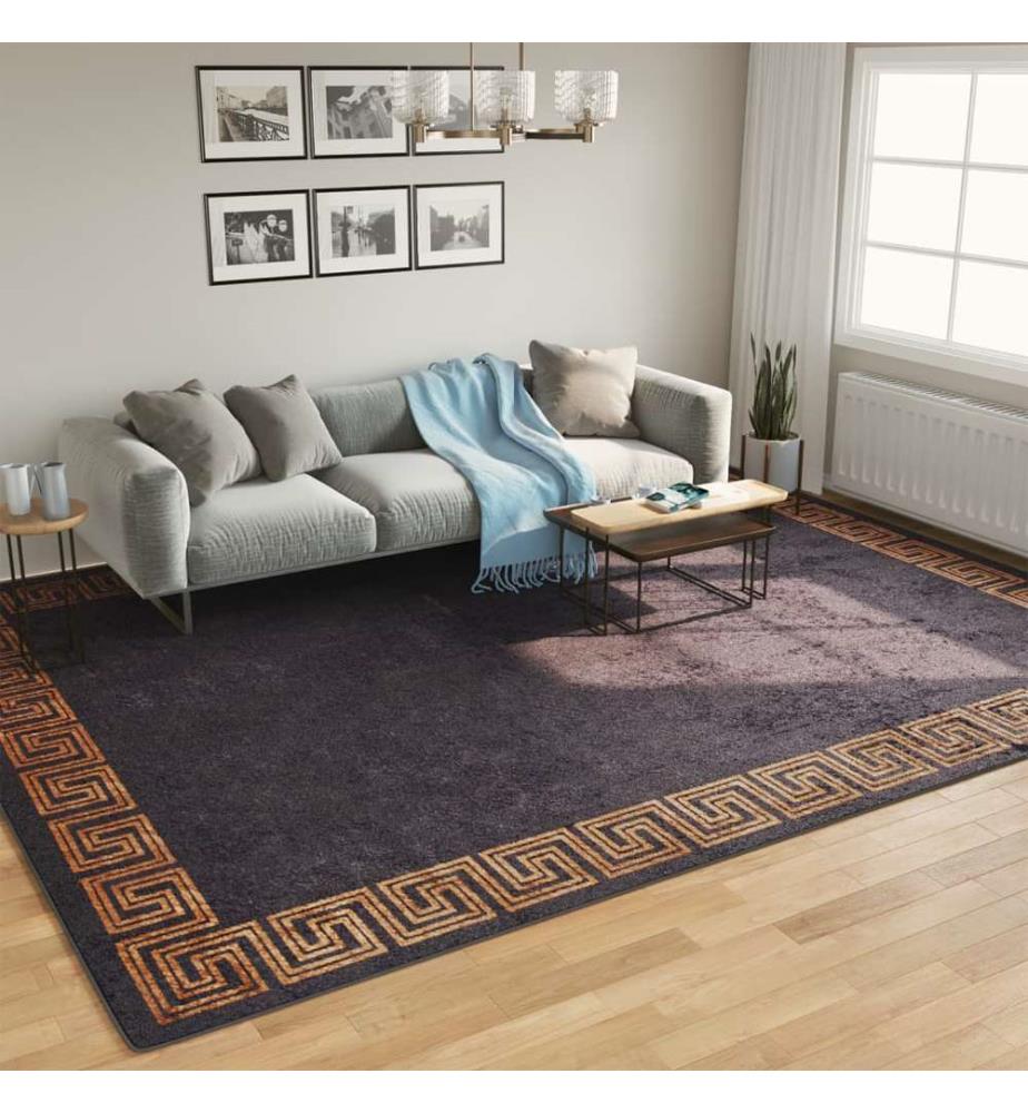 Teppich Waschbar Schwarz und Golden 400x300 cm Rutschfest