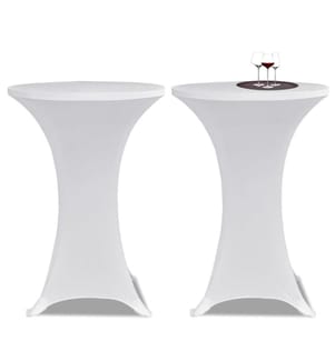 2 x Tischhusse für Stehtisch Stretchhusse Ø80 cm weiss