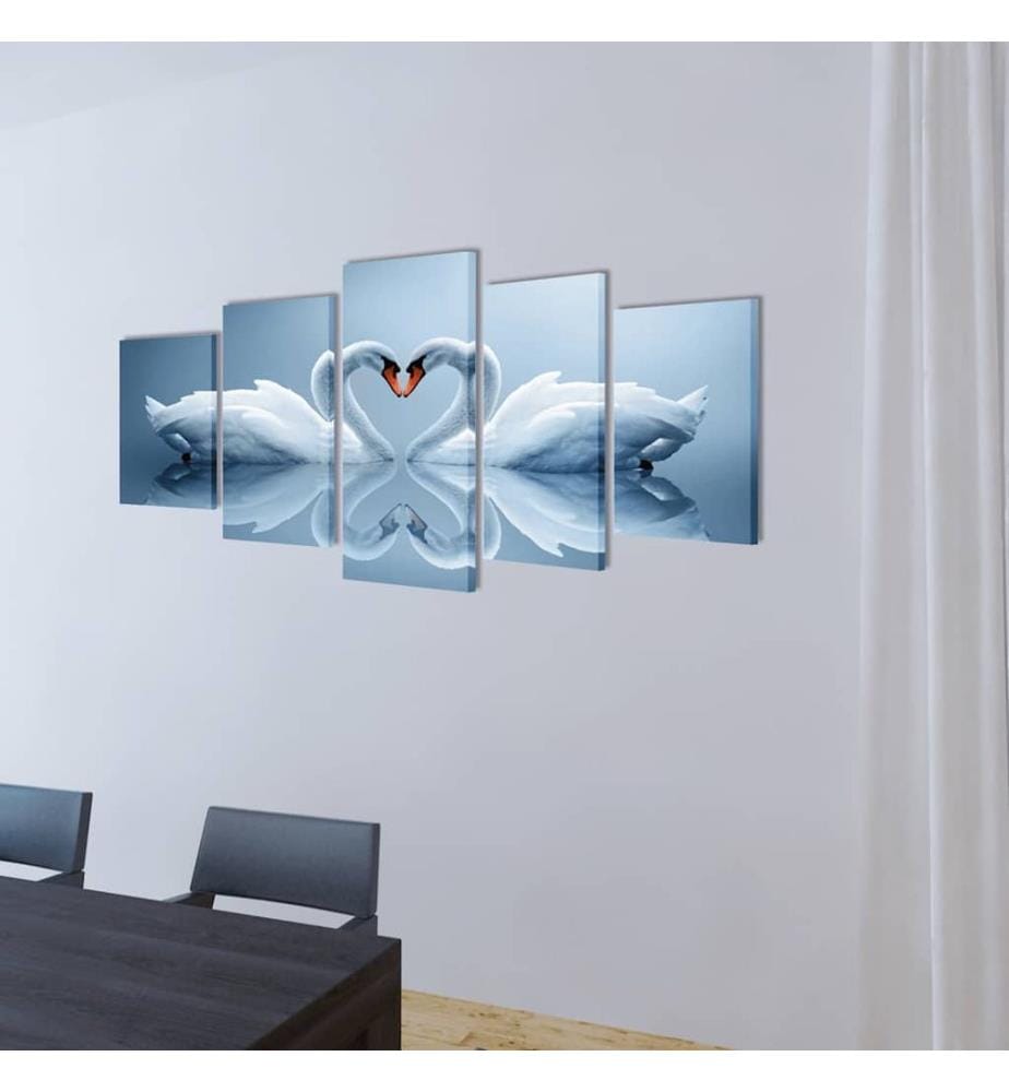 Set de toiles murales imprimées Cygnes 200 x 100 cm