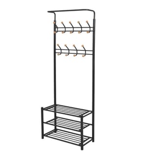 Garderobe mit Schuhablage 68×32×182,5 cm Schwarz