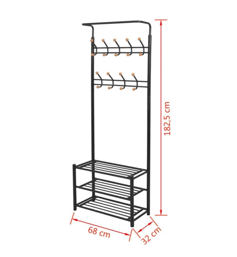 Garderobe mit Schuhablage 68×32×182,5 cm Schwarz