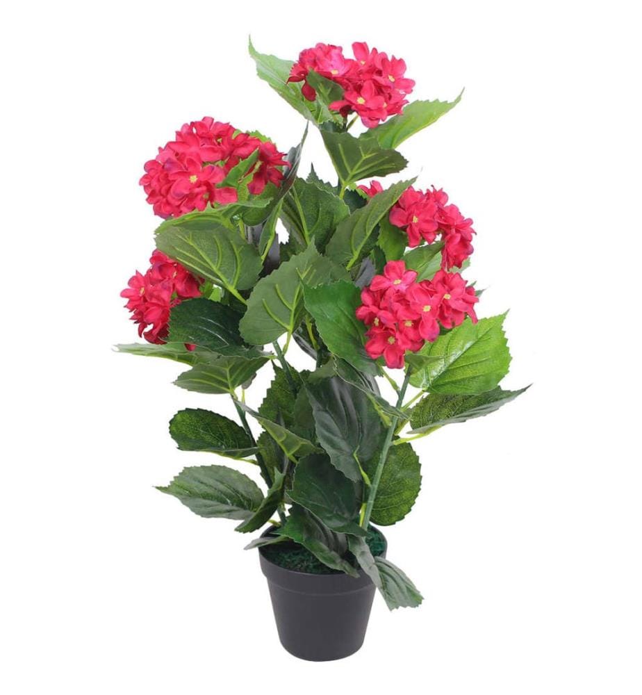 Künstliche Hortensie mit Topf 60 cm Rot