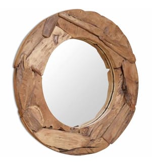 Dekorativer Spiegel Teak 80 cm Rund