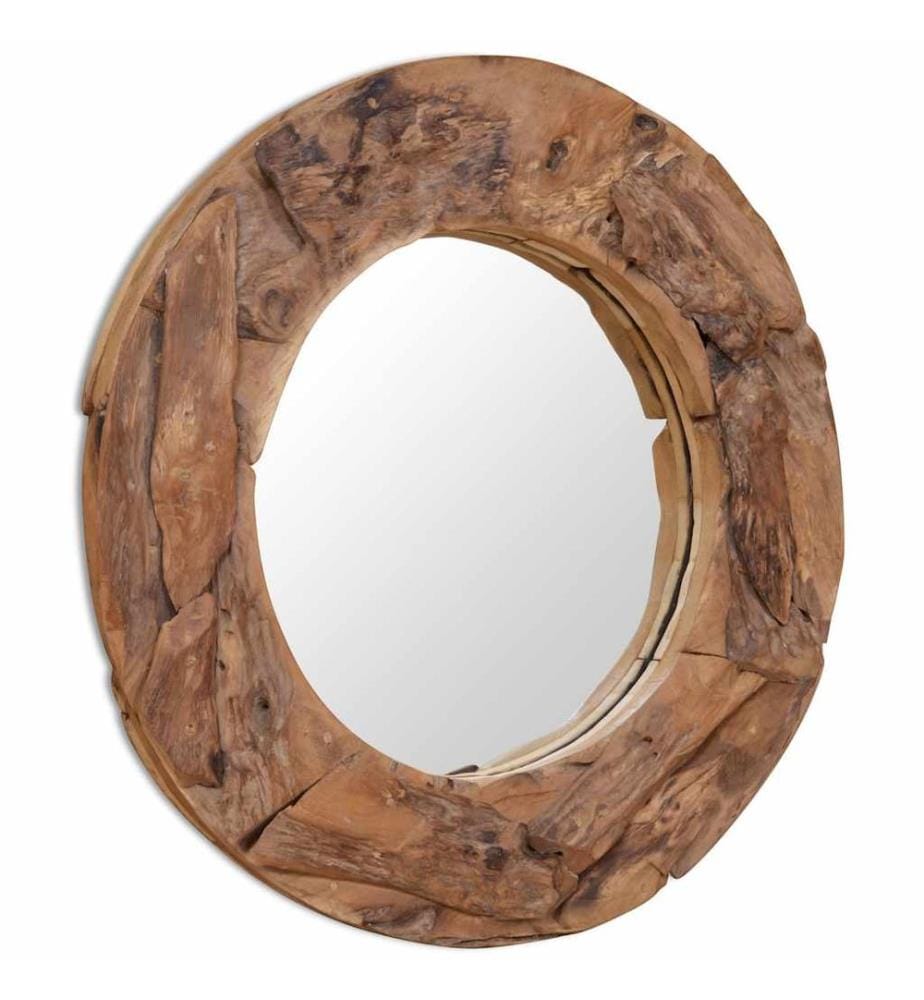 Dekorativer Spiegel Teak 80 cm Rund