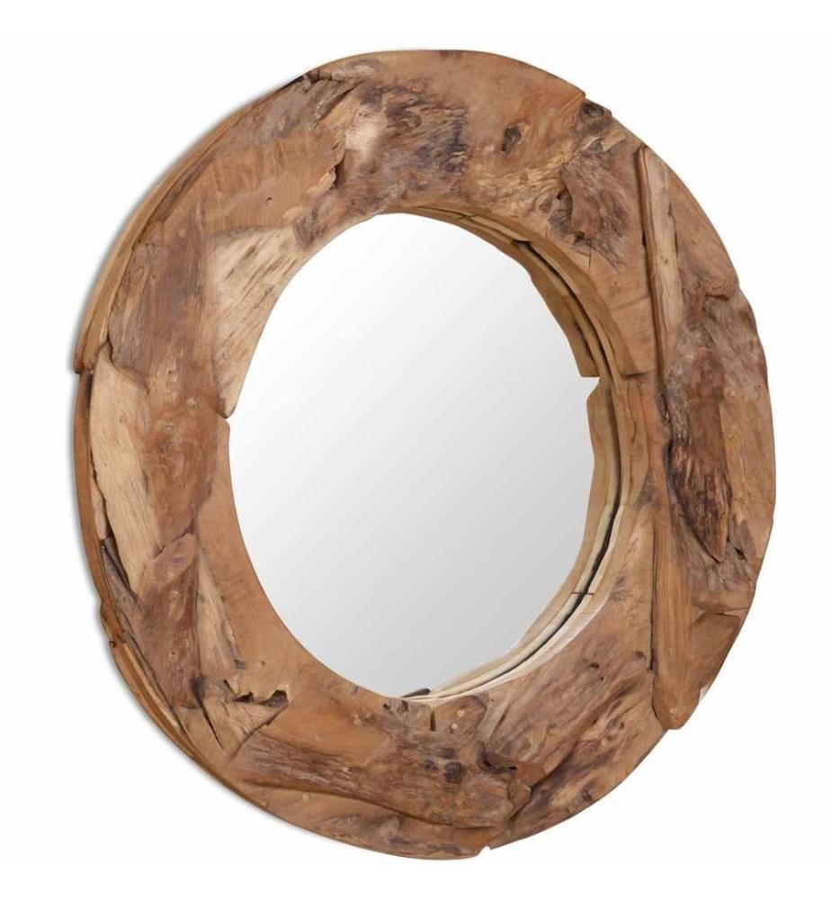 Dekorativer Spiegel Teak 80 cm Rund