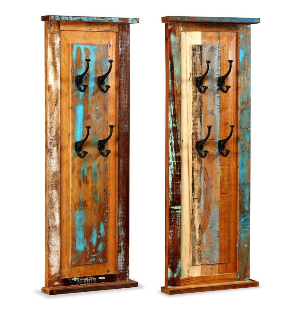 Wandgarderobe 2 Stk. Altholz Massiv 38x100 cm