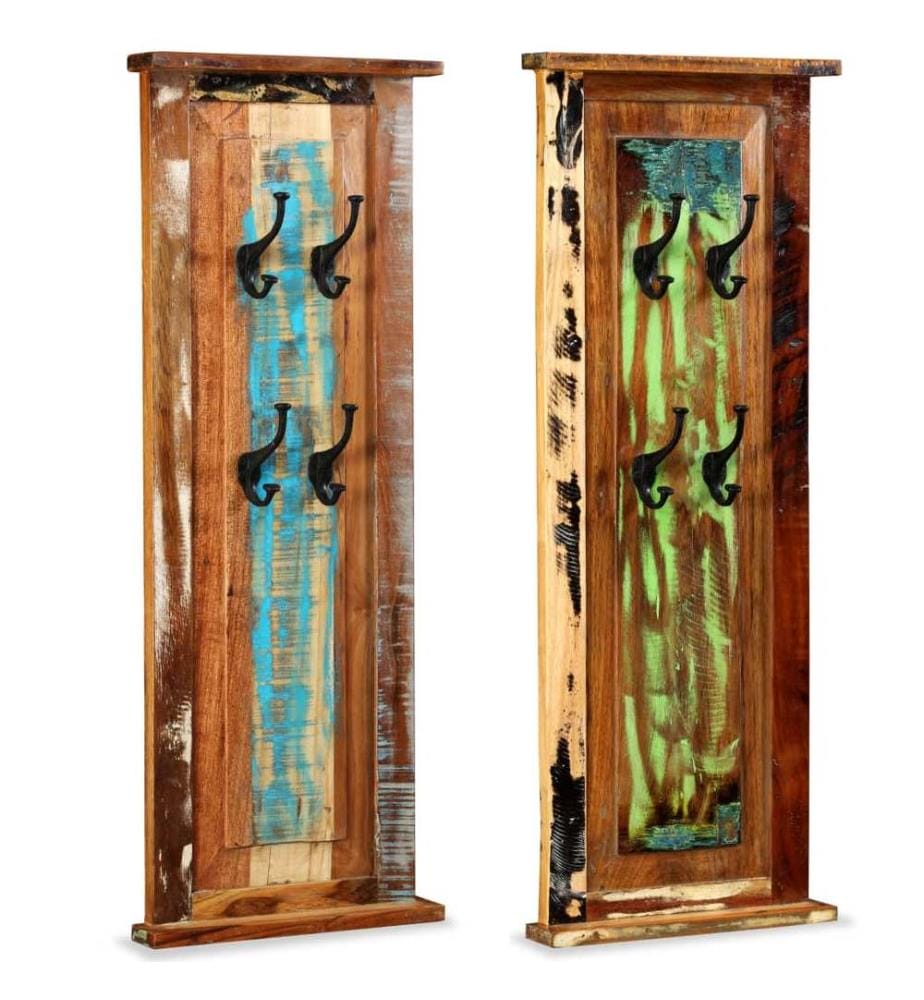 Wandgarderobe 2 Stk. Altholz Massiv 38x100 cm