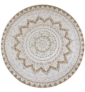 Tapis Jute tressé imprimé 90 cm rond