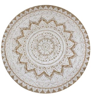 Tapis de sol Jute tressée imprimée 150 cm Rond