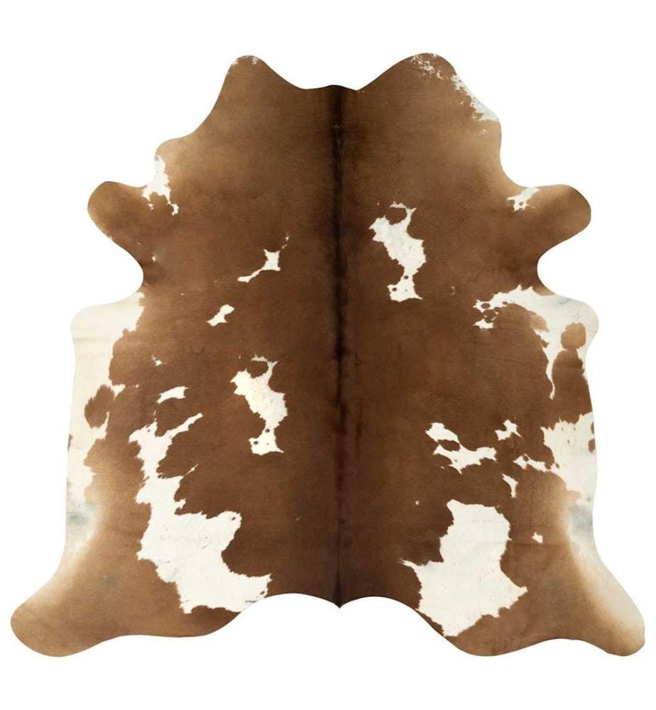 Tapis en peau de vache véritable Marron et blanc 150 x 170 cm