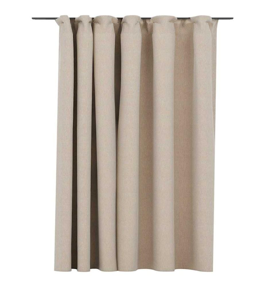 Verdunkelungsvorhang mit Haken Leinenoptik Beige 290x245 cm