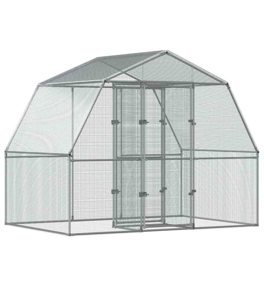 Cage à oiseaux avec porte argenté acier galvanisé